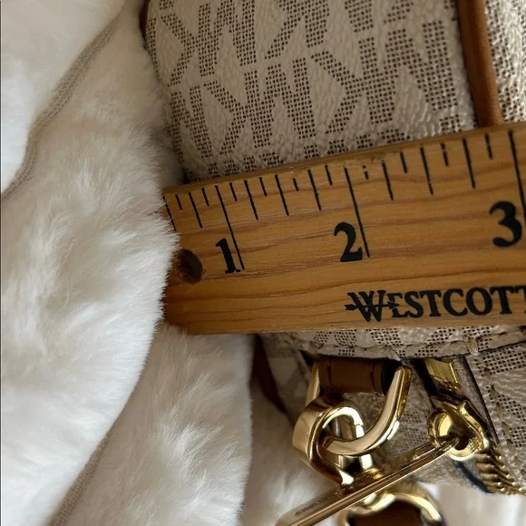 Michael Kors Monogram Cream and Tan Crossbody Bag - Picture 11 of 11